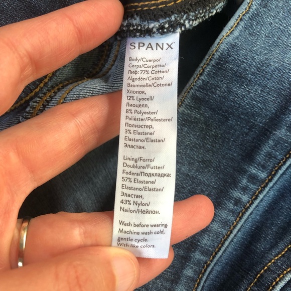 Spanx Distressed Ankle Skinny Jeans Released Hem Pull On High Rise M - Picture 8 of 16